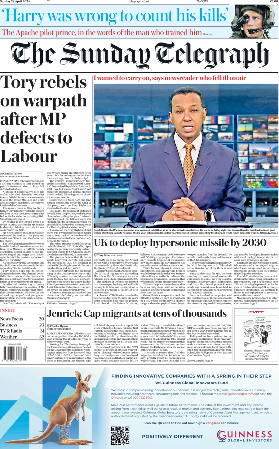 The Sunday Telegraph - Tory rebels on warpath after MP defects to Labour 