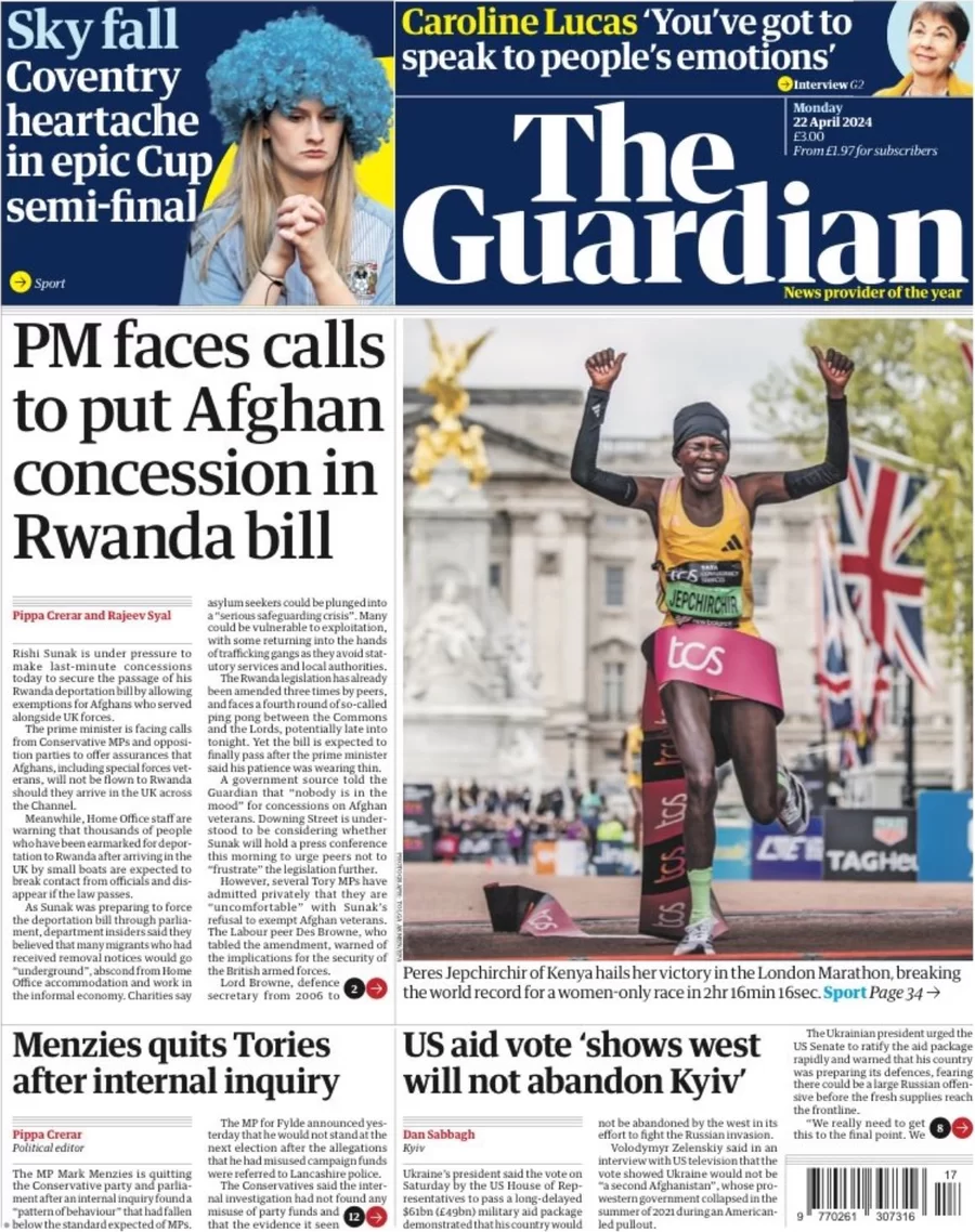 The Guardian - PM faces calls to put Afghan concession in Rwanda bill 