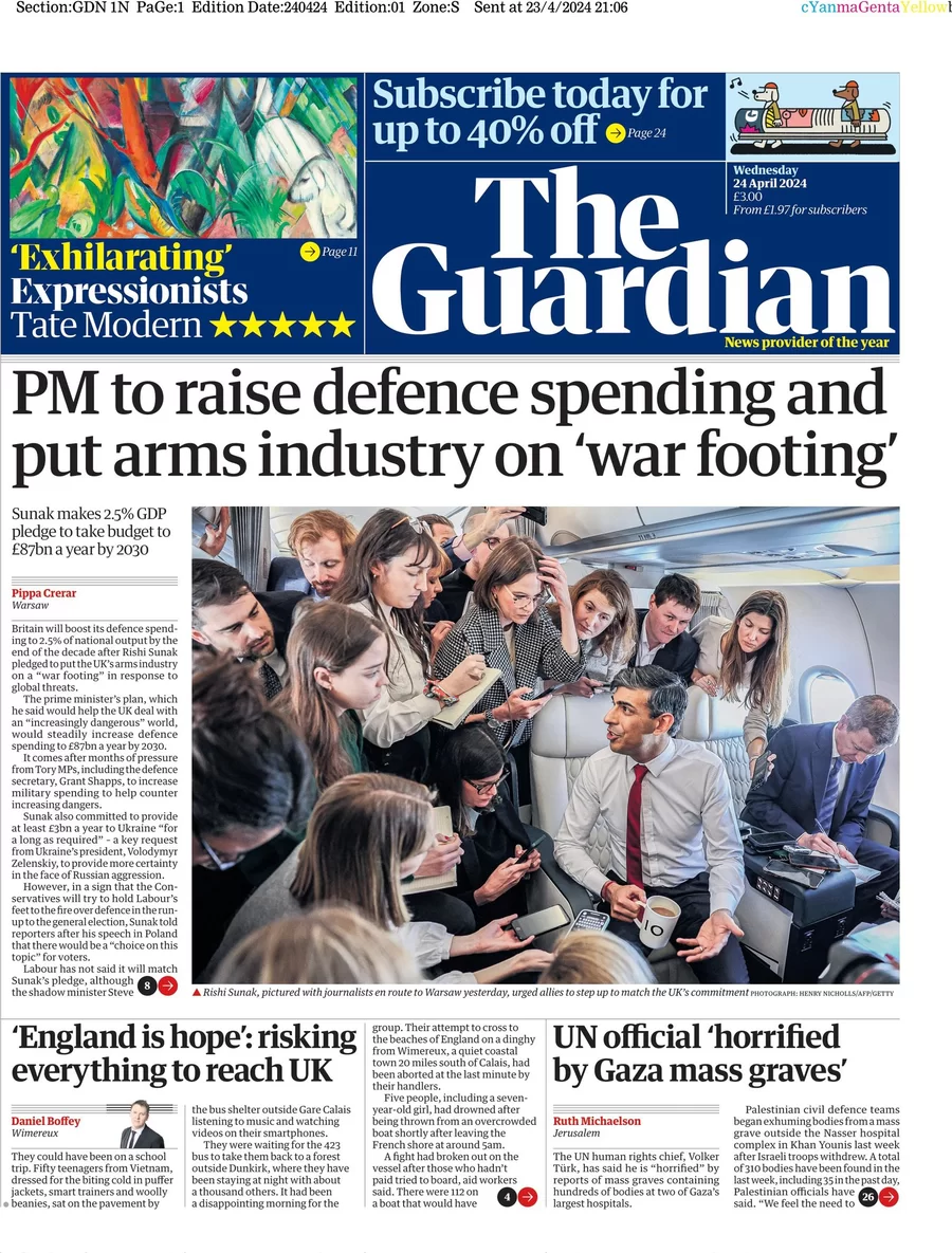 The Guardian - PM to raise defence spending and put arms industry on war footing