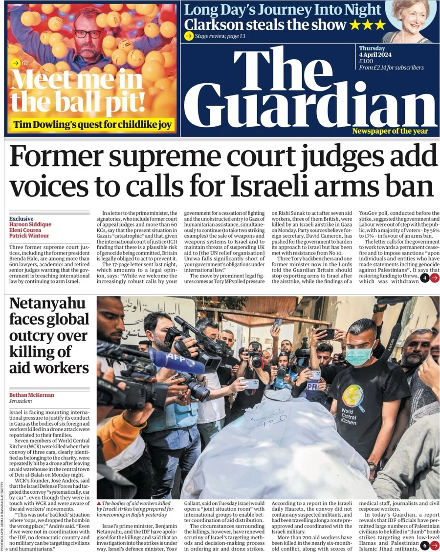 The Guardian - Former supreme court judges add voices to calls for Israeli arms ban
