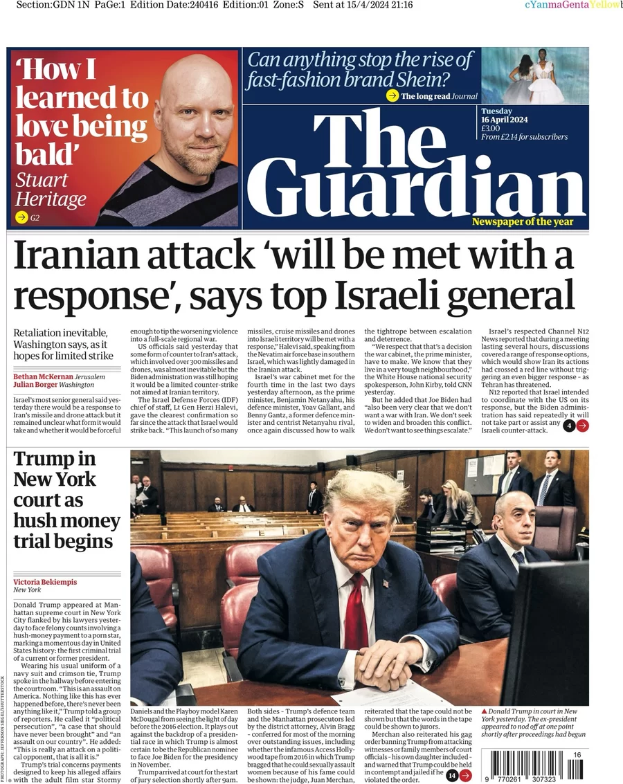 The Guardian - Iranian attack will be met with response, says top Israeli general 