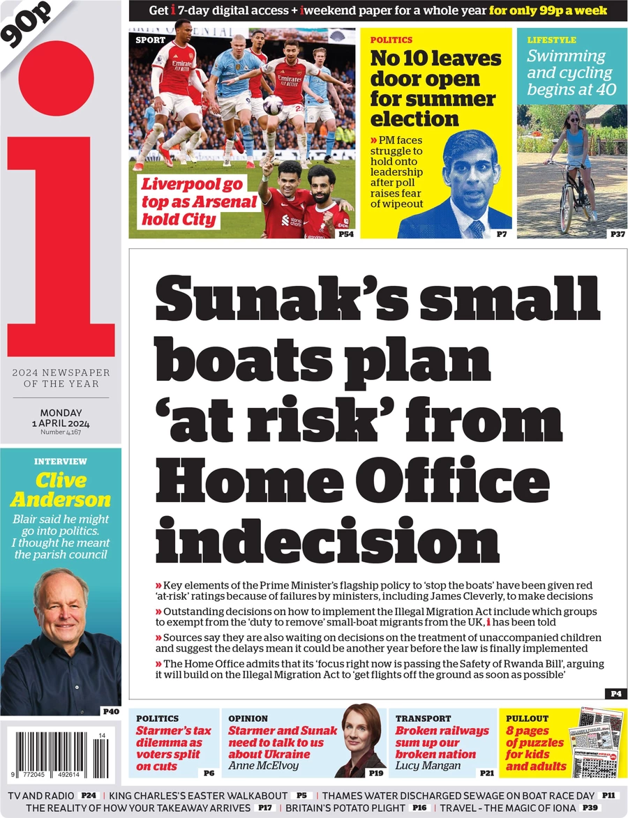 The i - Sunak’s small boats plan at risk from Home Office indecision 