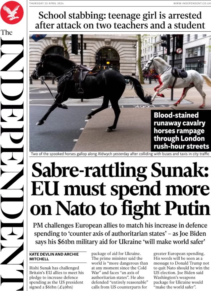 The Independent - Sabre-rattling Sunak: EU must spend more on Nato to fight Putin 