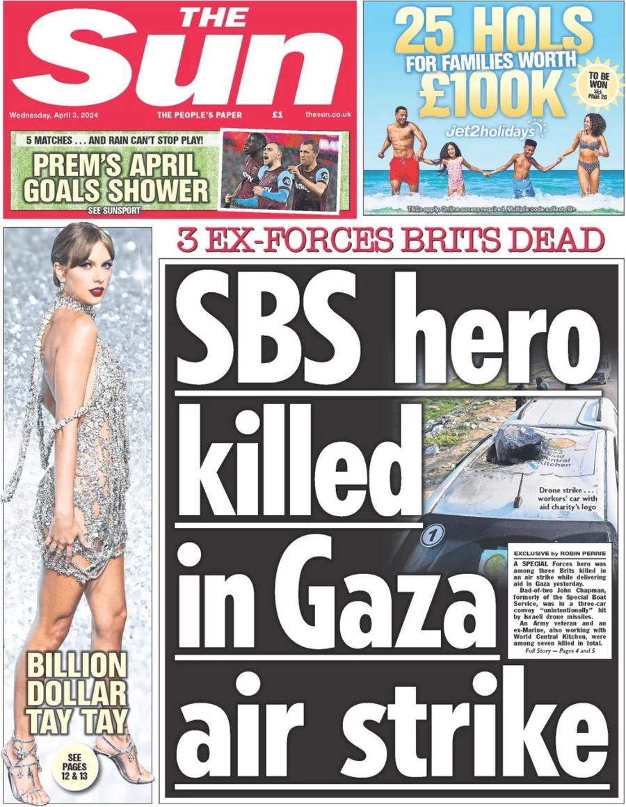 The Sun - SBS hero killed in Gaza