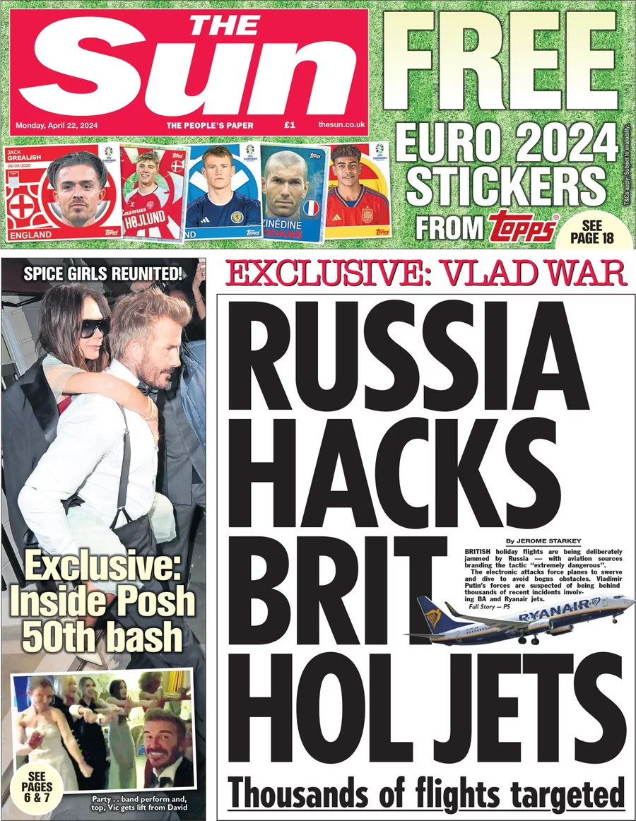 The Sun - Russia hacks Brit hols jets 