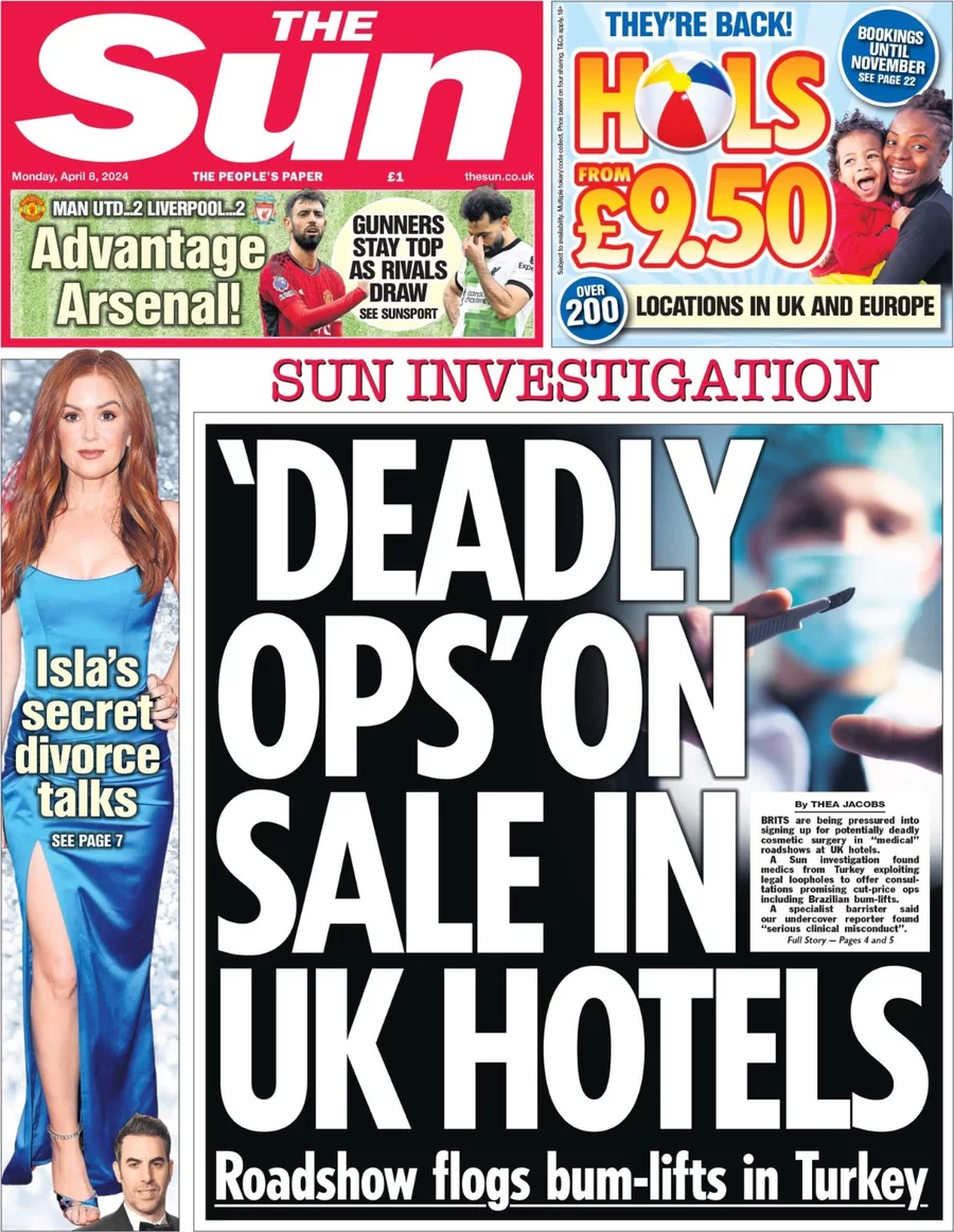 The Sun - Deadly ops on sale at UK hotels
