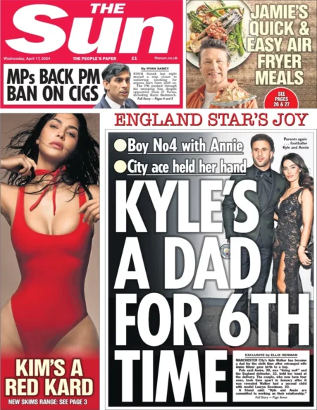 The Sun - Kyle’s a dad for the sixth time