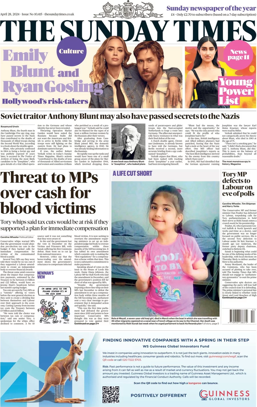 The Sunday Times - Threat to MPs over cash for blood victims 