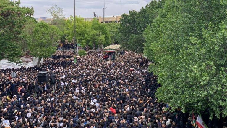 Thousands on streets for Iranian president’s funeral after crash