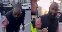 Shocking moment man spits towards pro-Israel protesters in front of police