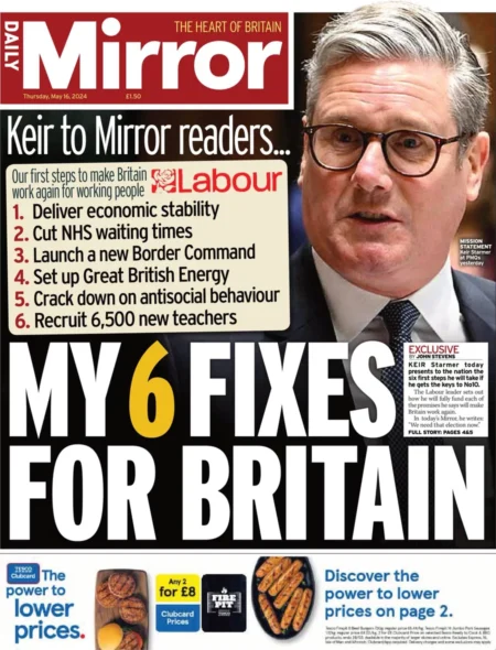 Daily Mirror – Keir: My six fixes for Britain
