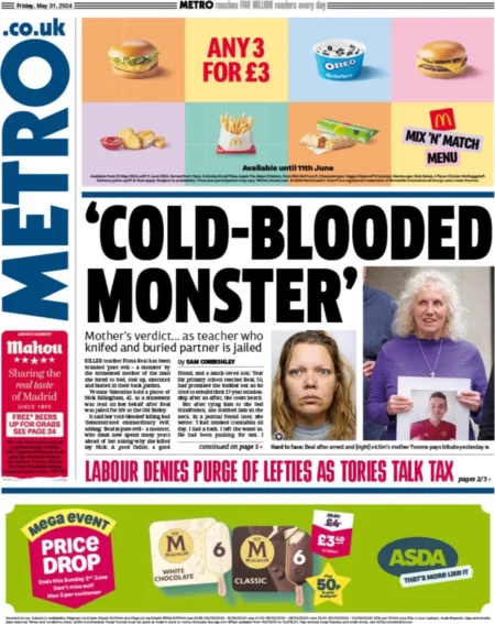 The Metro - ‘Cold-blooded monster’ 