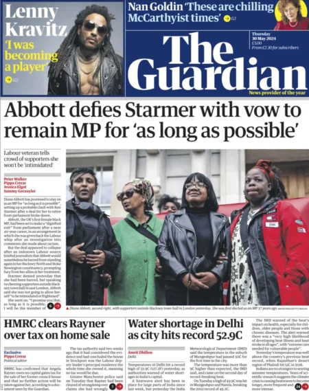 The Guardian - Abbott Defies Starmer With Vow To Remain An MP 