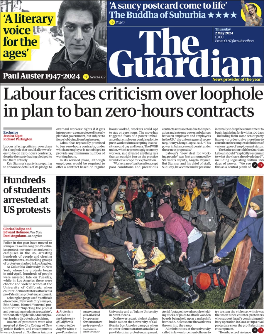 The Guardian - Labour faces criticism over loophole in plan to ban zero-hour contracts 