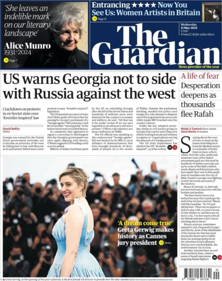 The Guardian – US warns Georgia not to side with Russia against the West