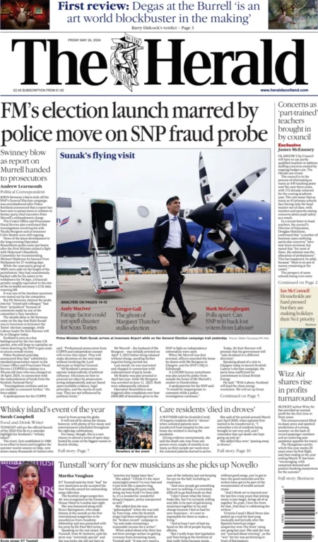 FM’s election launch marred by police move on SNP fraud probe 