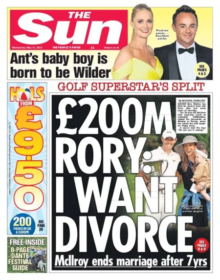 The Sun – £200m Rory: I want a divorce