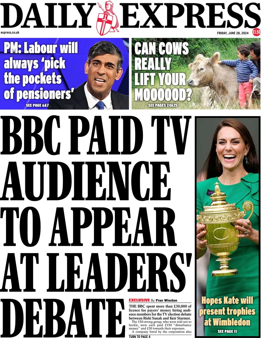 Daily Express - BBC paid TV audience to appear at leaders' debate
