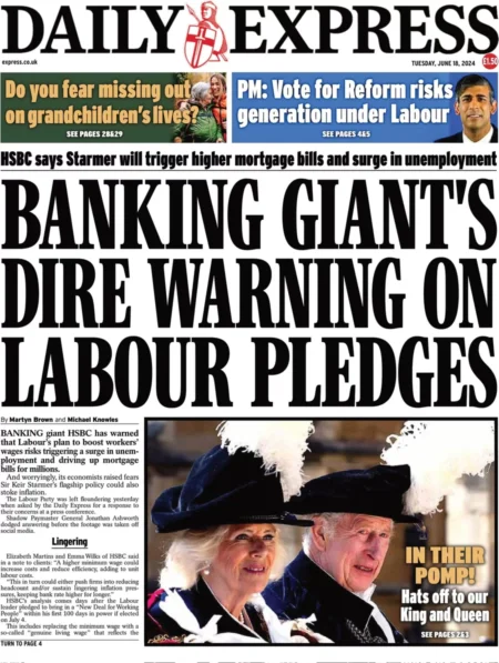 Daily Express - Banking giant’s dire warning on Labour pledges