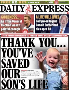 Daily Express – Thank You … You’ve Saved Our Son
