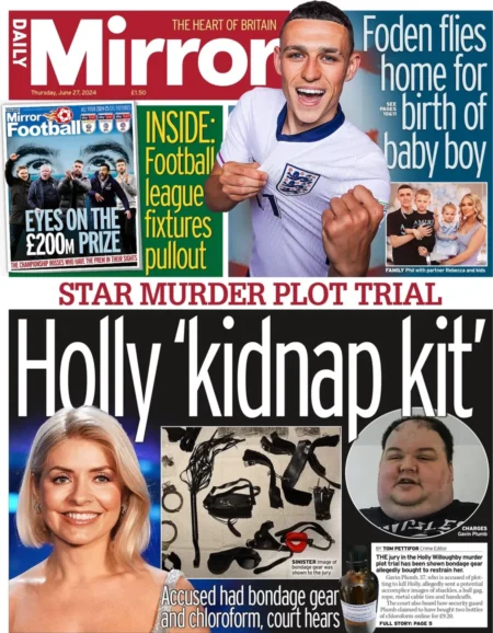 Daily Mirror - Star murder plot trial: Holly kidnap kit