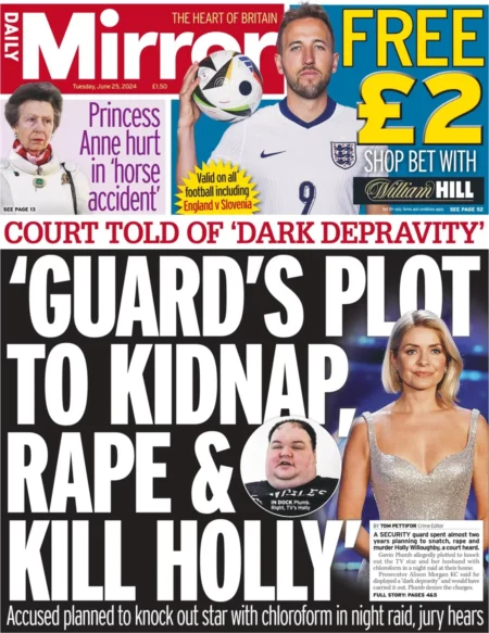 Daily Mirror - Guard’s plot to kidnap, rape and kill Holly