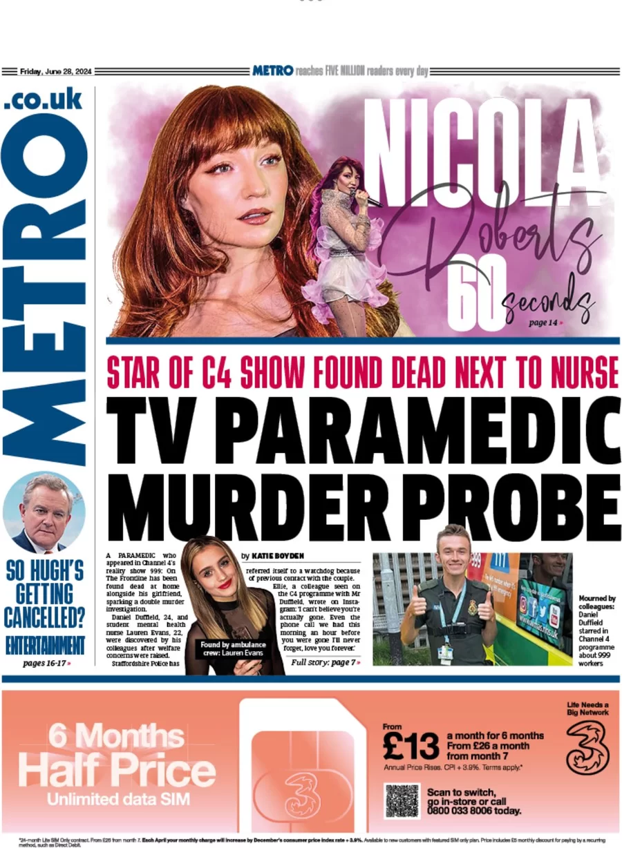 Metro - TV paramedic murder probe 
