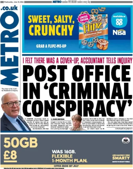 Metro - ‘Post Office in criminal conspiracy’ 