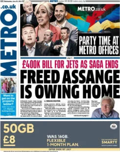 The Metro – Freed Assange is owning home 