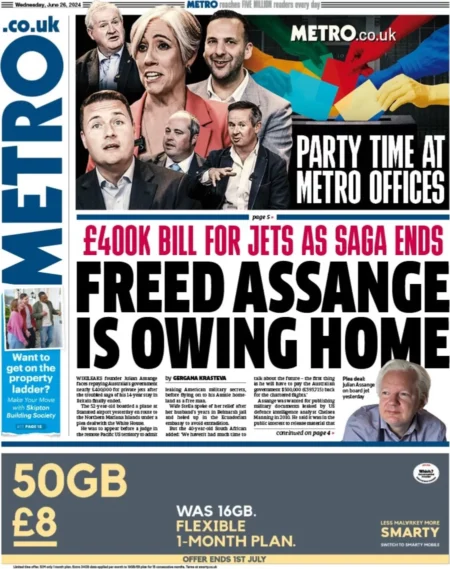 The Metro - Freed Assange is owning home