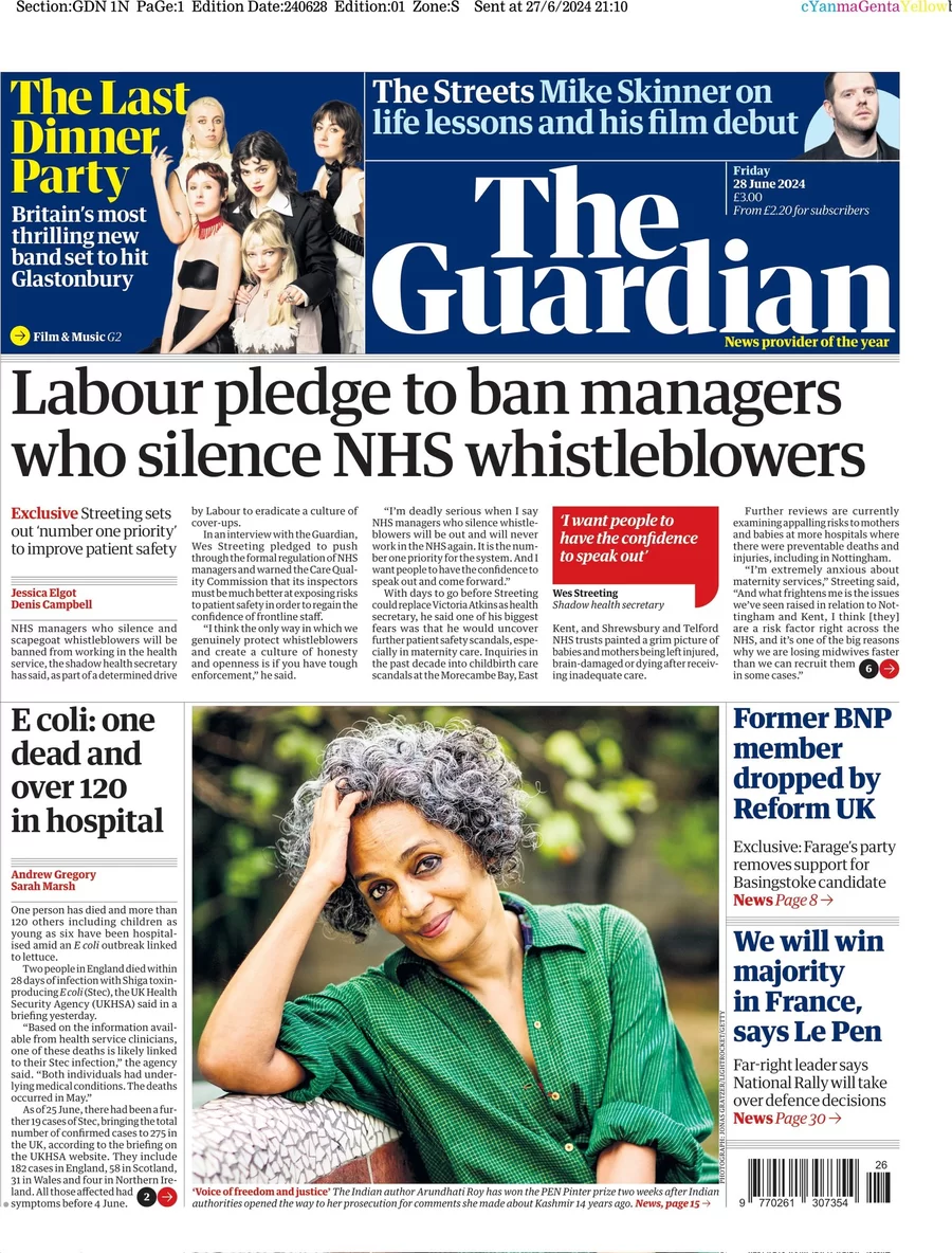 The Guardian - Labour pledge to ban managers who silence NHS whistleblowers 
