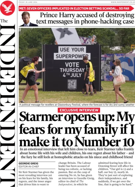 The Independent - Starmer opens up: My fears for my family if I make it to No 10