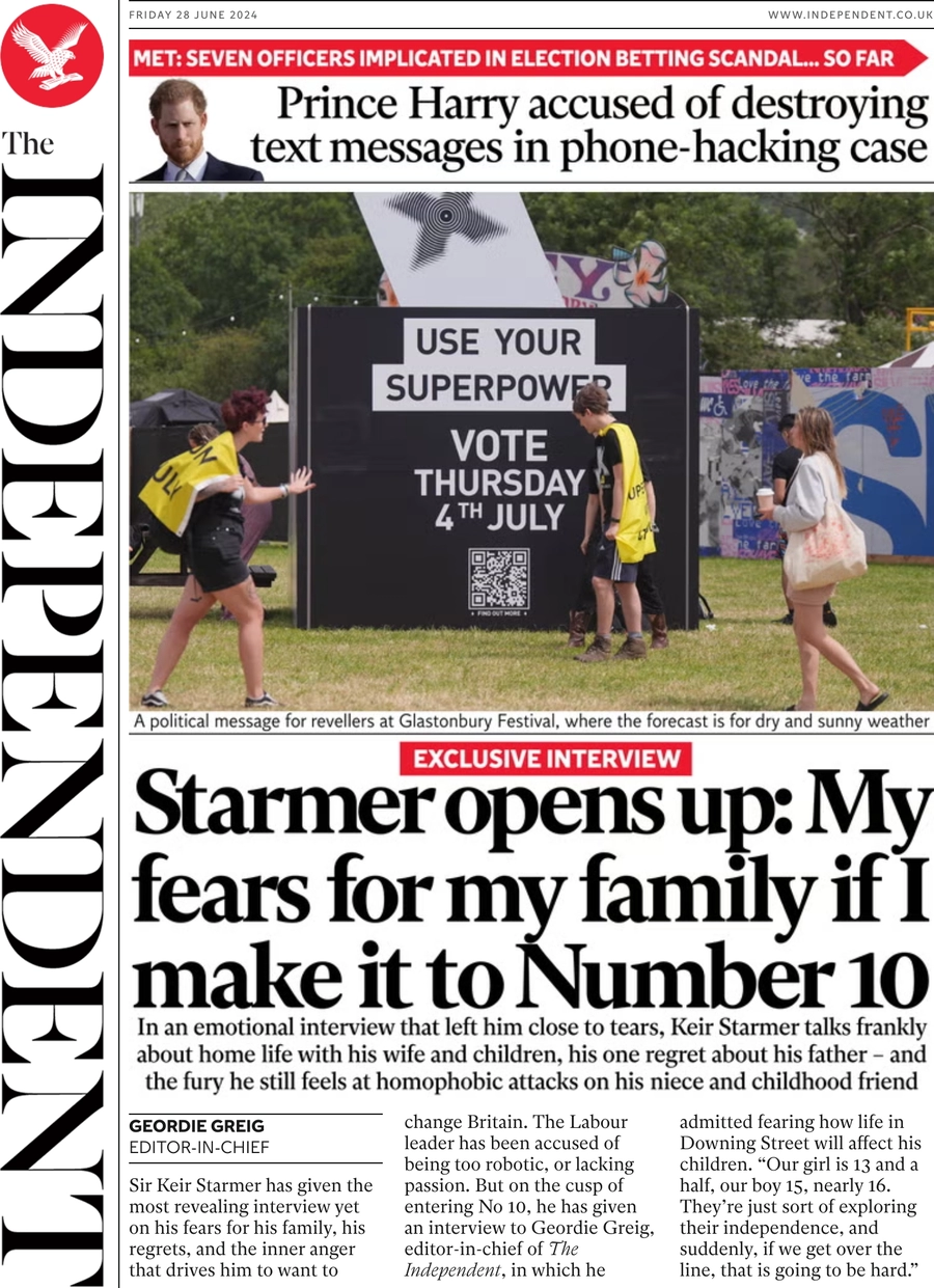 The Independent - Starmer opens up: My fears for my family if I make it to No 10 