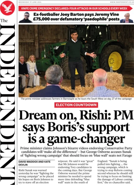 The Independent - ‘Dream on Rishi: PM says Boris support is a game-changer’