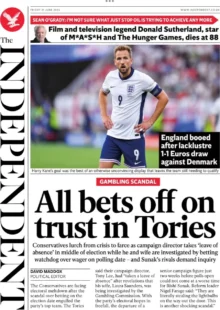 The Independent – All Bets Off On Trust In Tories 