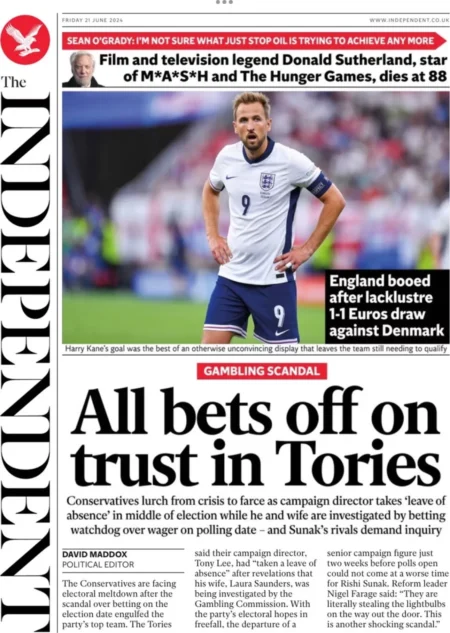 The Independent - All Bets Off On Trust In Tories 