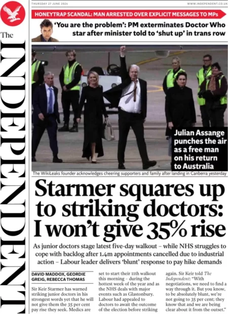 The Independent - Starmer squares up to striking doctors: I won’t give 35% rise