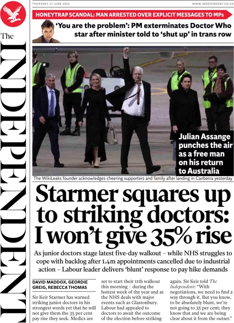 The Independent - Starmer squares up to striking doctors: I won’t give 35% rise
