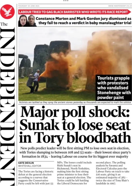 The Independent - Major poll shock: Sunak set to lose seat in Tory bloodbath 