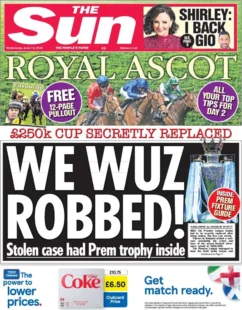 The Sun – £250K cup secretly replaced: ‘We Wuz Robbed’ 