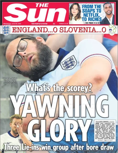 The Sun - England 0-0 Slovenia - Bore Draw