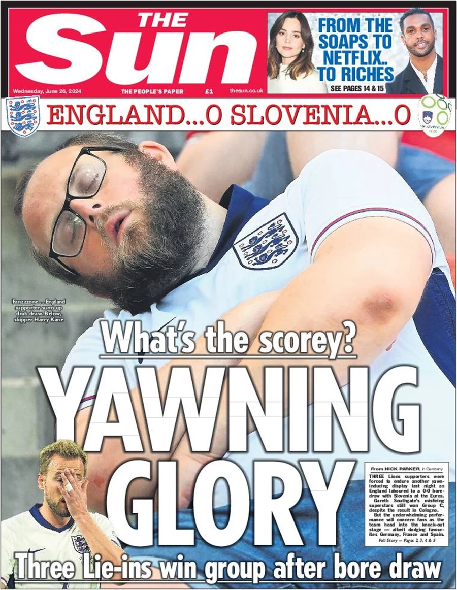 The Sun - England 0-0 Slovenia - Bore Draw
