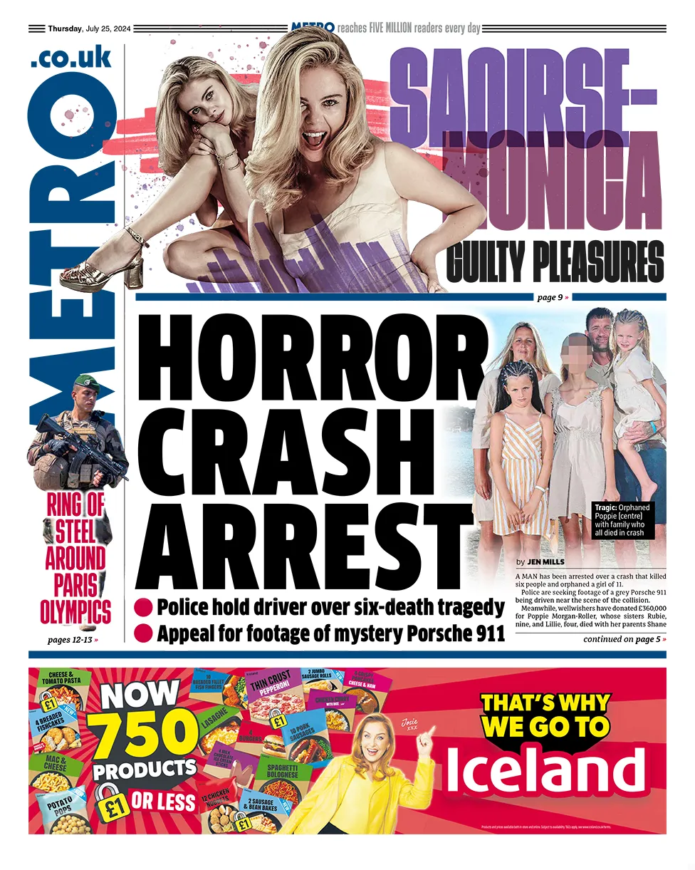 Metro - Horror crash arrest 
