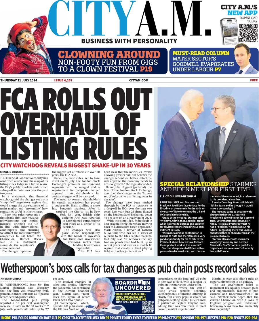 City AM - FCA rolls out overhaul of listings rules  
