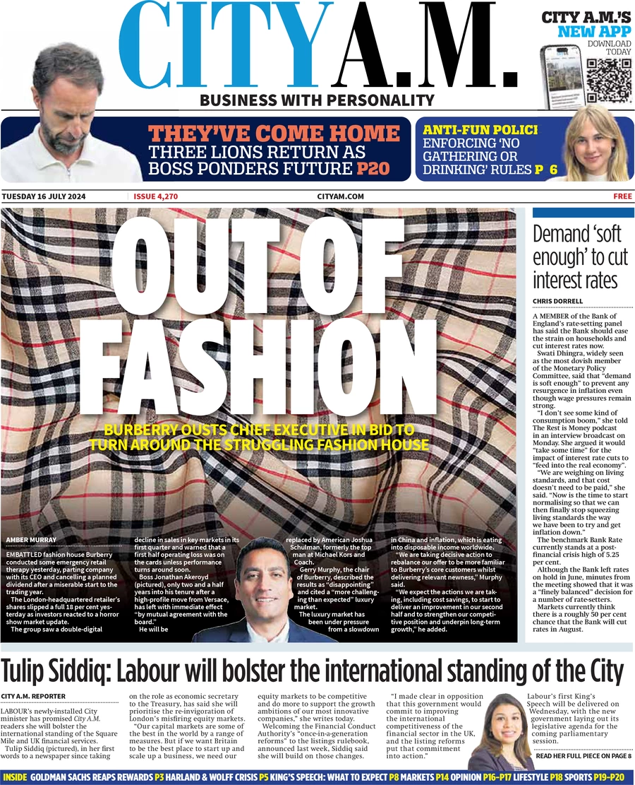 CITY AM - Out of fashion 
