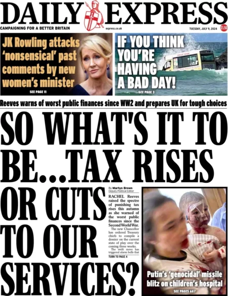 Daily Express - So what’s it to be … Tax rises or cuts to our services?