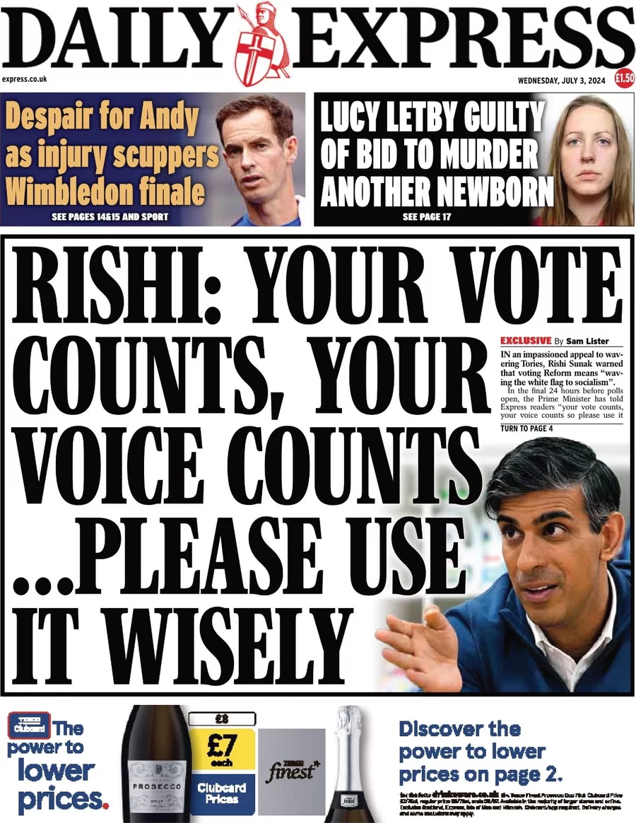 Daily Express - Rishi: Your vote counts, your voice counts … please use it wisely 
