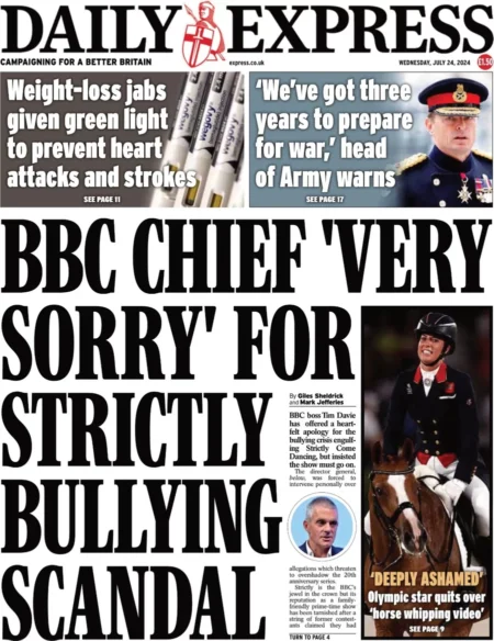 Daily Express – BBC chief very sorry for Strictly bullying scandal 