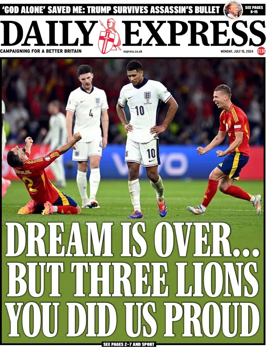 Daily Express - Dream is over but Three Lions did us proud 