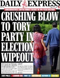 Daily Express – Crushing blow to Tory Party in election wipeout 